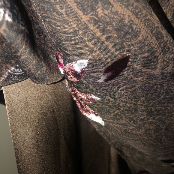 MARCIANO Sleeveless A-Line Dress in Brown Paisley + Crush Velvet Floral … - Picture 7 of 12